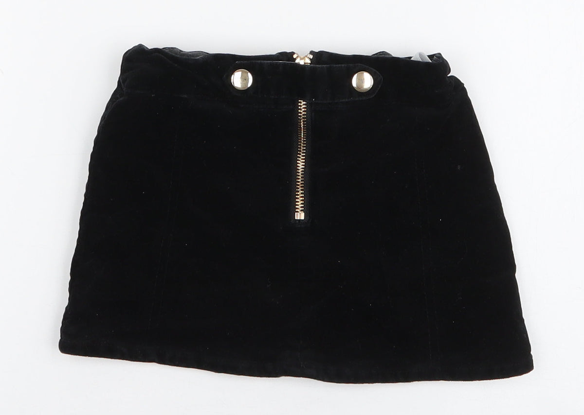 Dunnes Stores Girls Black  Cotton A-Line Skirt Size 4 Years  Regular Zip