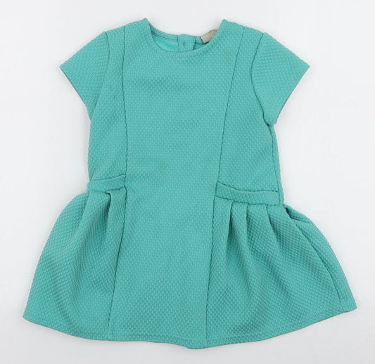 NEXT Girls Blue  Polyester A-Line  Size 3-4 Years  Round Neck Button