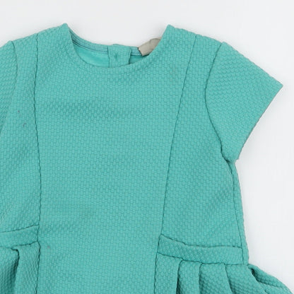 Next Girls Blue  Polyester A-Line  Size 3-4 Years  Round Neck Button