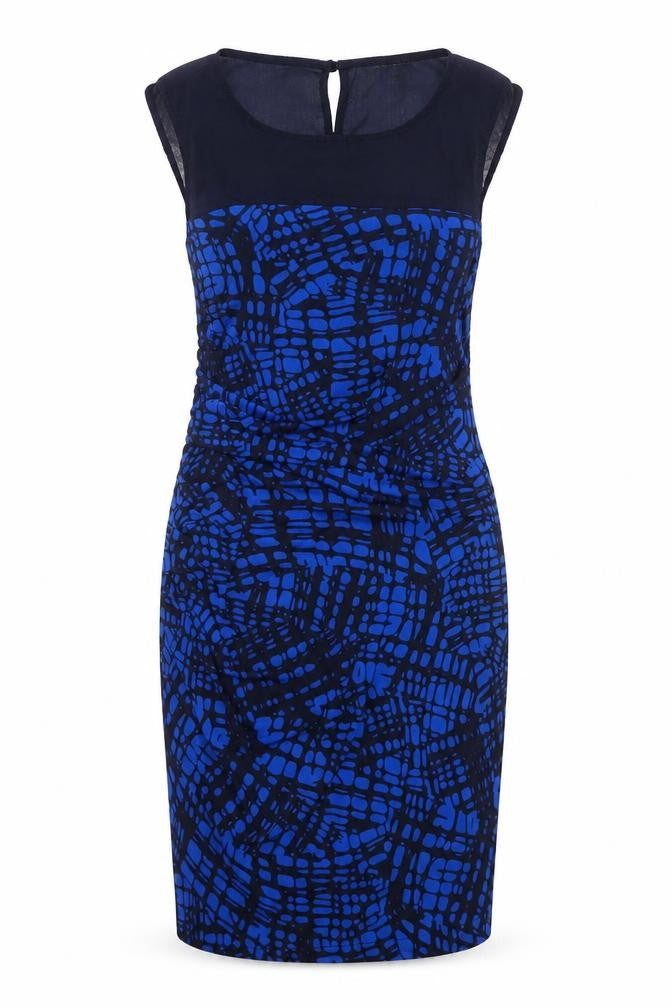 NEXT Womens Blue  Polyester Pencil Dress  Size 10  Round Neck Button