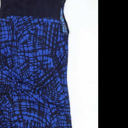 Next Womens Blue  Polyester Pencil Dress  Size 10  Round Neck Button