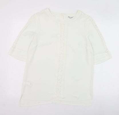 Next Womens Ivory  Polyester Tunic Blouse Size 10 Round Neck