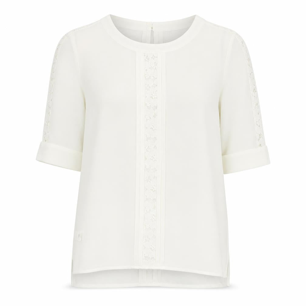 NEXT Womens Ivory  Polyester Tunic Blouse Size 10 Round Neck