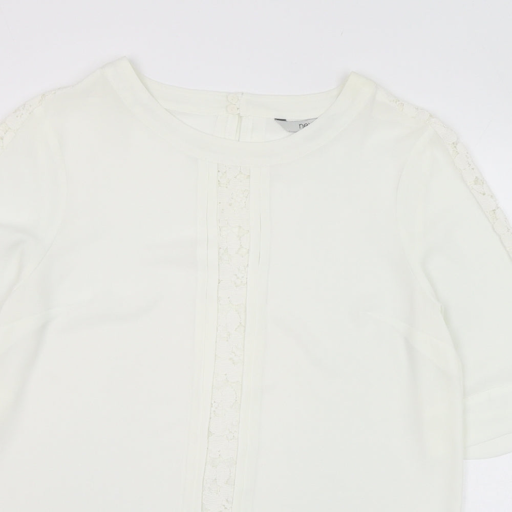NEXT Womens Ivory  Polyester Tunic Blouse Size 10 Round Neck