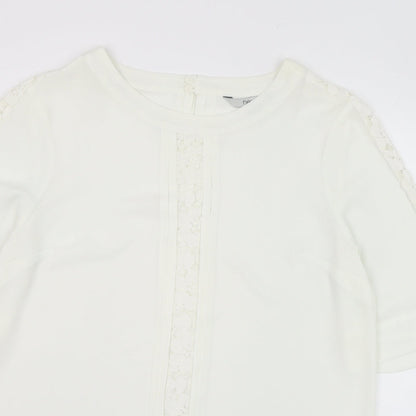 Next Womens Ivory  Polyester Tunic Blouse Size 10 Round Neck