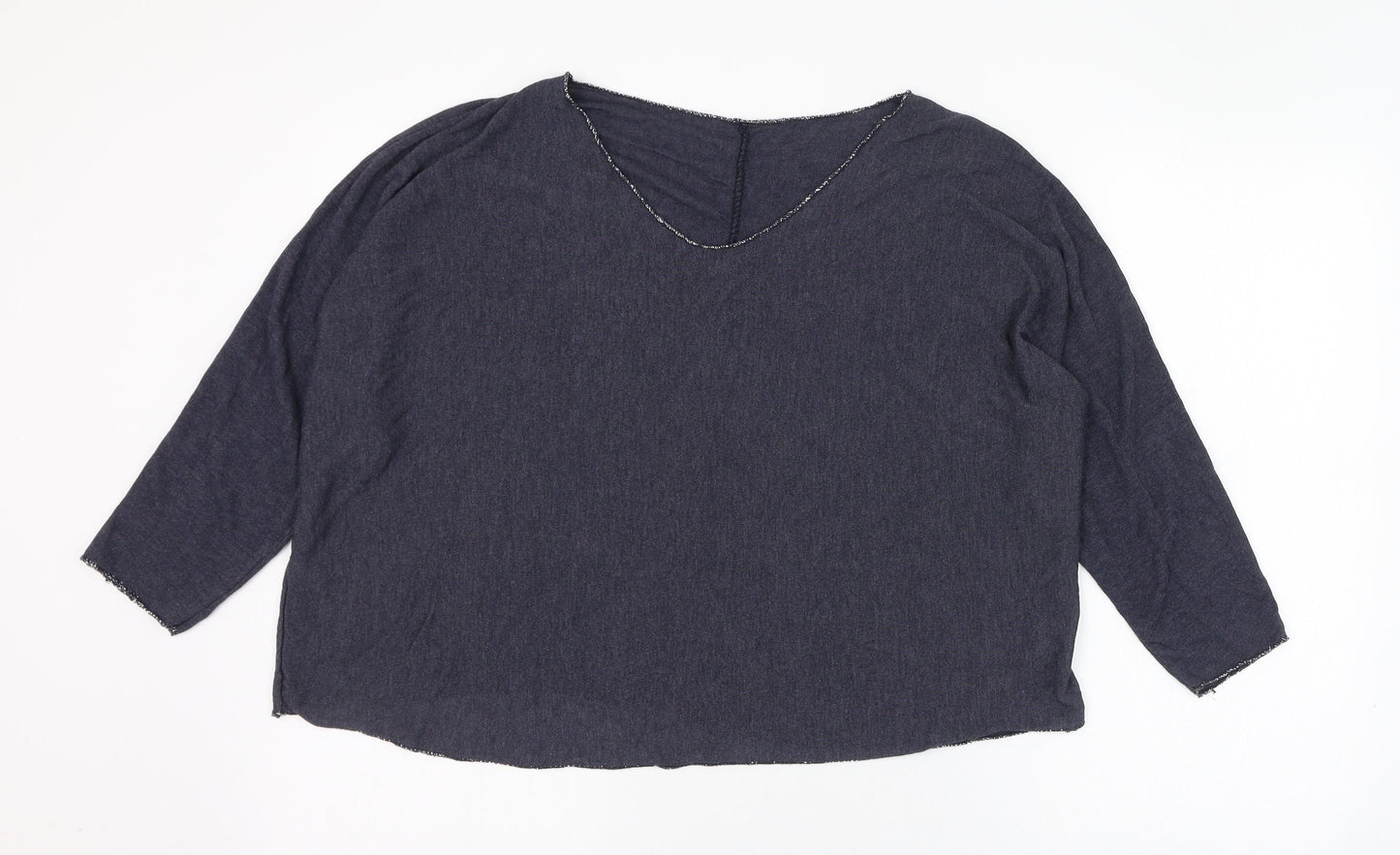 Preworn Womens Blue V-Neck  Viscose Pullover Jumper Size 6