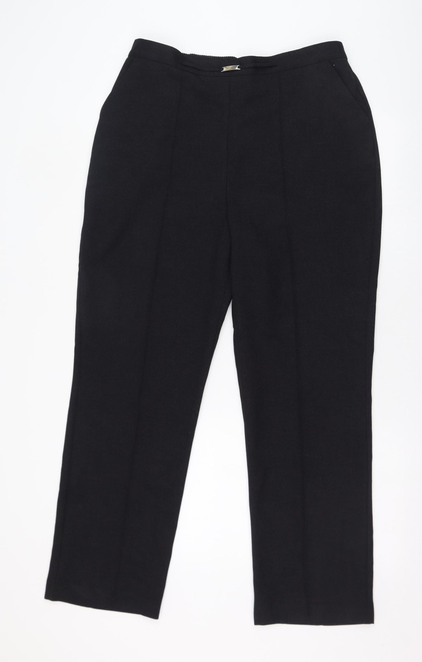 Papaya Womens Black  Polyester Trousers  Size 14 L28 in Regular