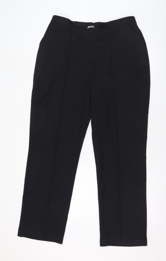 Papaya Womens Black  Polyester Trousers  Size 14 L28 in Regular