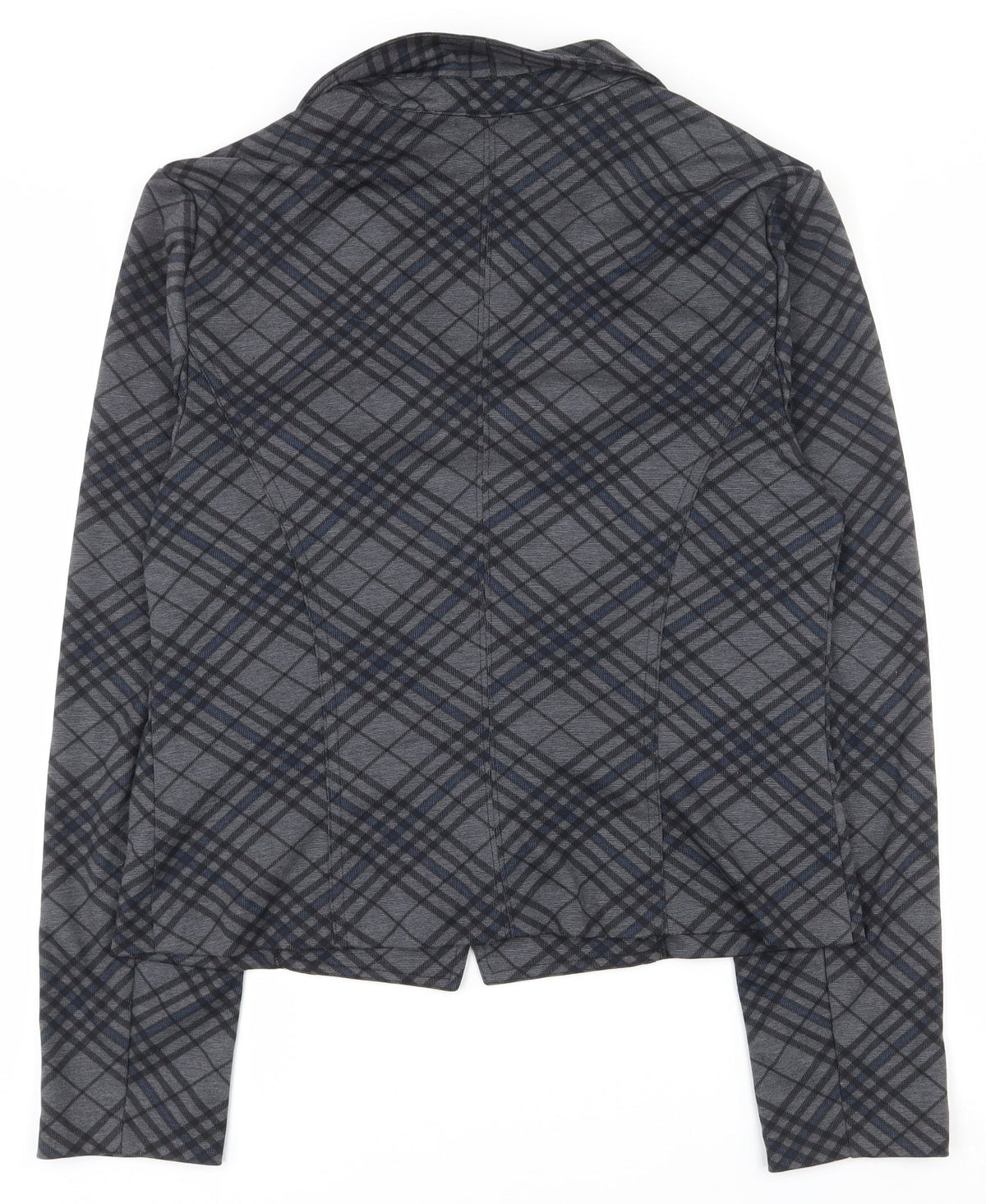 Suzy Shier Womens Grey Plaid Polyester Jacket Suit Jacket Size L