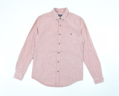 Topman Mens Red  Cotton  Button-Up Size S Collared Button