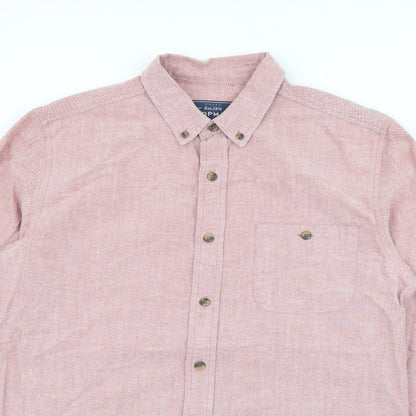 Topman Mens Red  Cotton  Button-Up Size S Collared Button