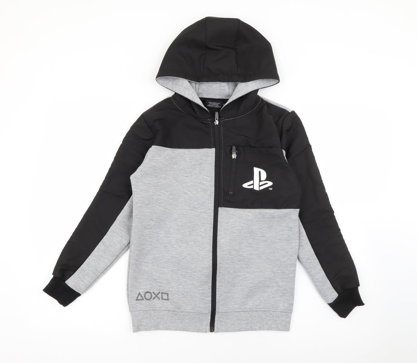 Primark Boys Grey  Polyester Full Zip Hoodie Size 10-11 Years  Zip - Playstation