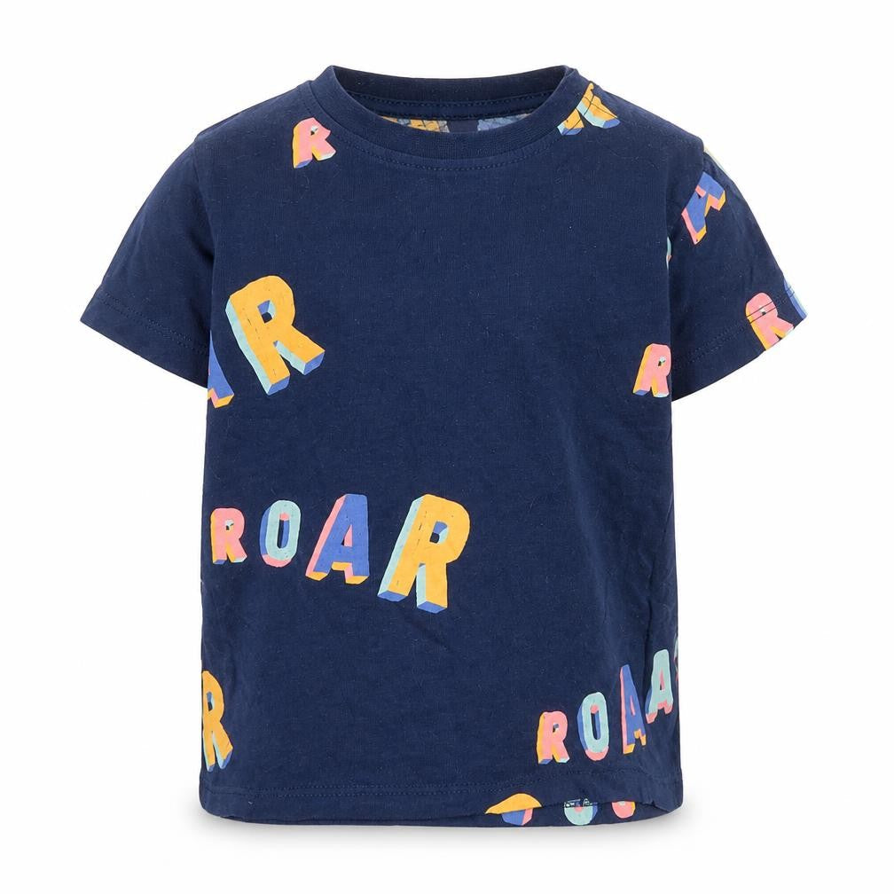 Marks & Spencer Baby Blue  Cotton Pullover T-Shirt Size 12-18 Months Round Neck Snap - Roar