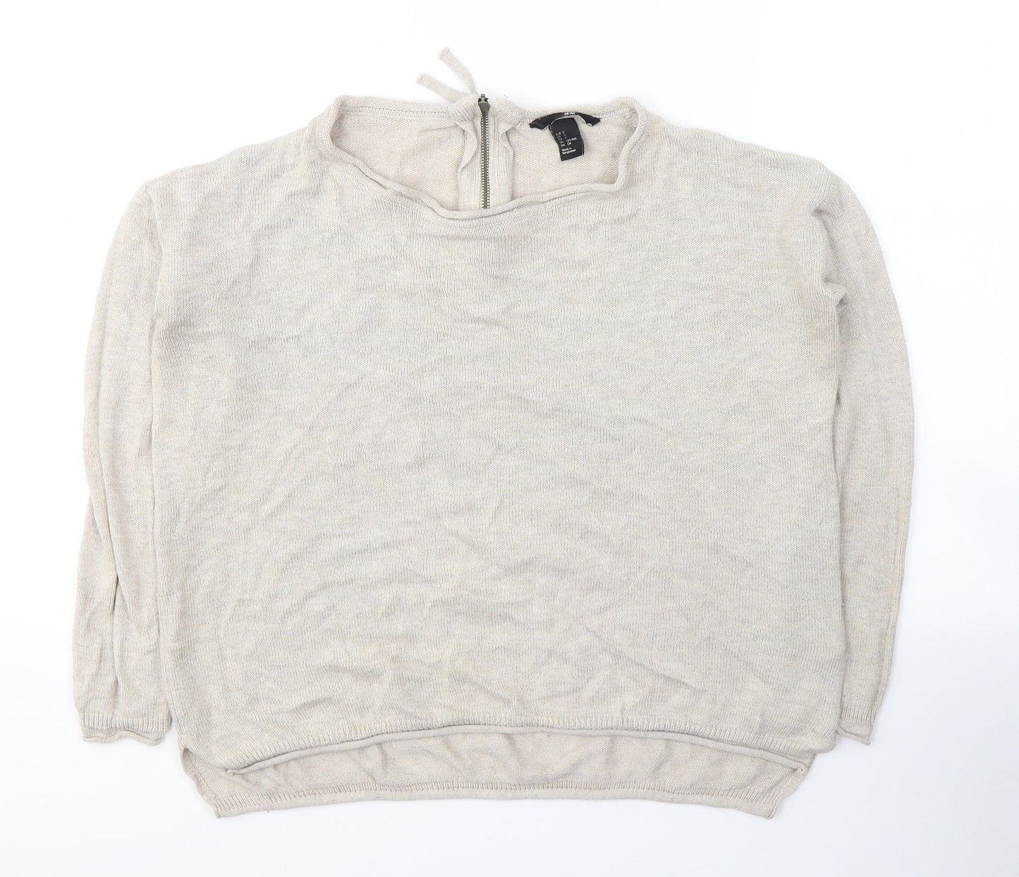 H&M Womens Beige Round Neck  Acrylic Pullover Jumper Size S
