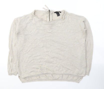 H&M Womens Beige Round Neck  Acrylic Pullover Jumper Size S