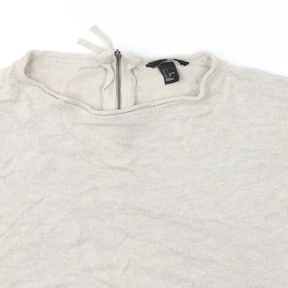 H&M Womens Beige Round Neck  Acrylic Pullover Jumper Size S