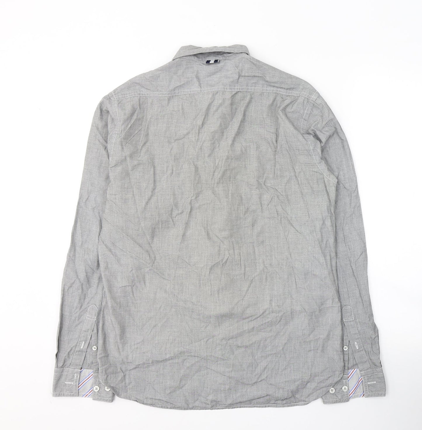 Peter Werth Mens Grey  Cotton  Button-Up Size M Collared Button