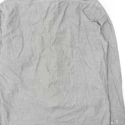 Peter Werth Mens Grey  Cotton  Button-Up Size M Collared Button