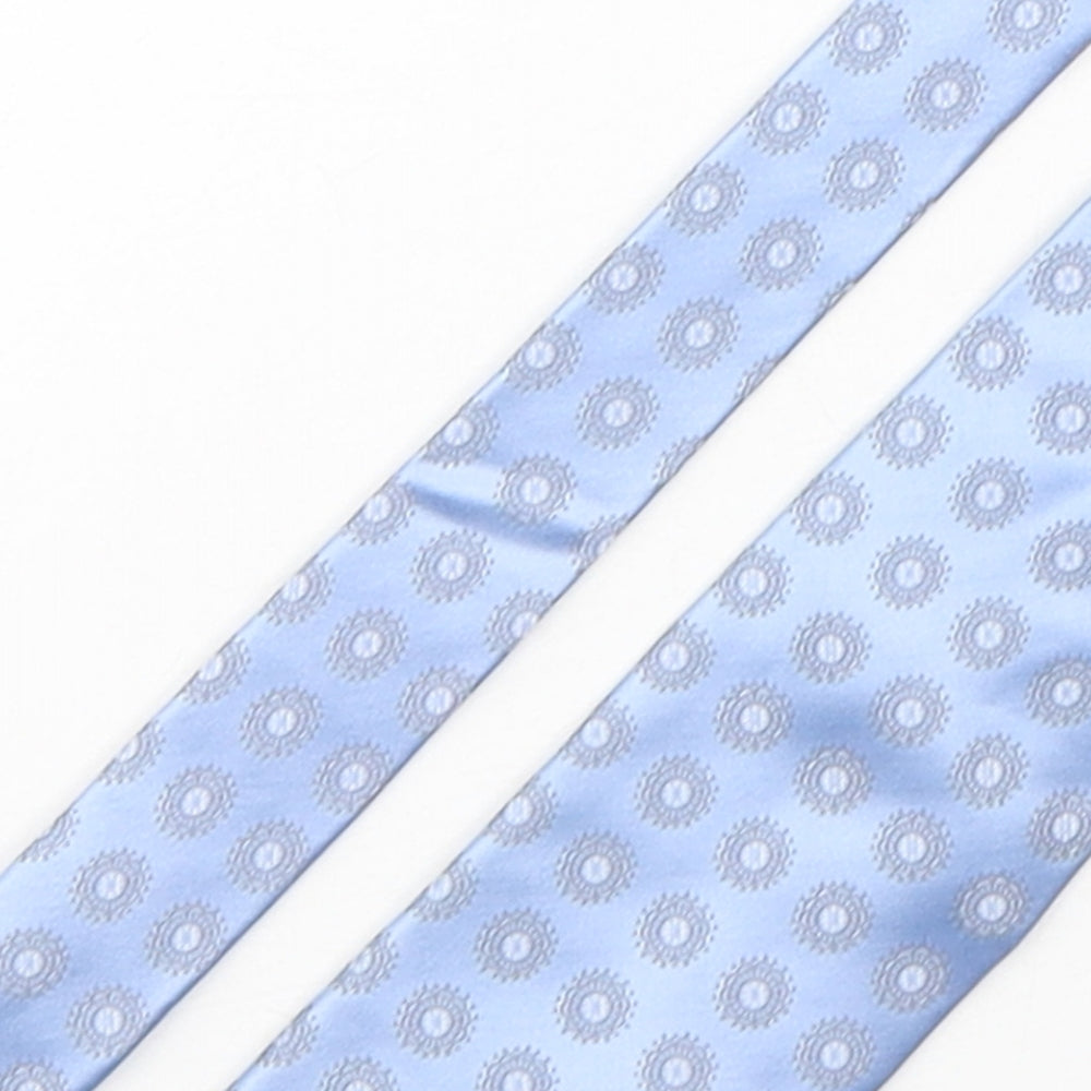 Collezione Mens Blue Geometric Silk Pointed Tie One Size