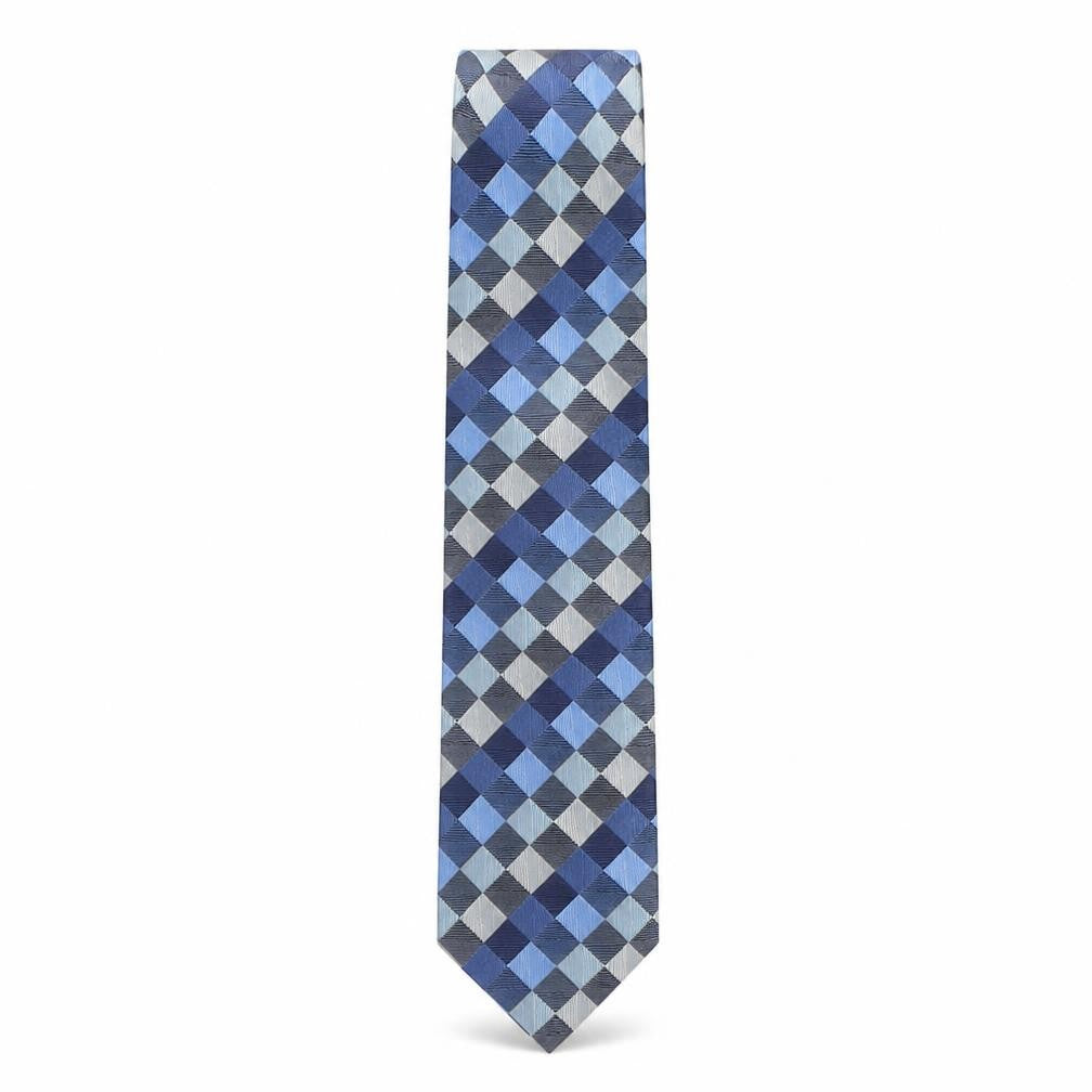 Marks & Spencer Mens Blue Plaids & Checks Silk Pointed Tie One Size