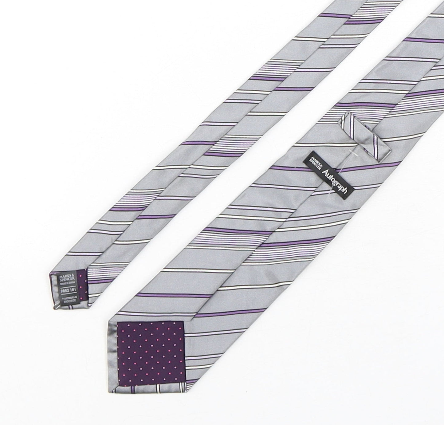 Autograph Mens Multicoloured Striped Silk Pointed Tie One Size