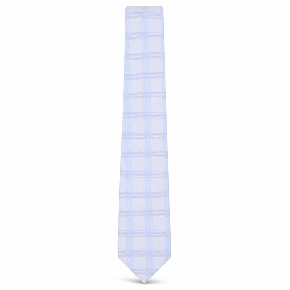 Linea Mens Blue Plaids & Checks Silk Pointed Tie One Size