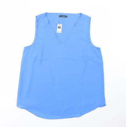 Dunnes Womens Blue  Polyester Basic Blouse Size 14 V-Neck