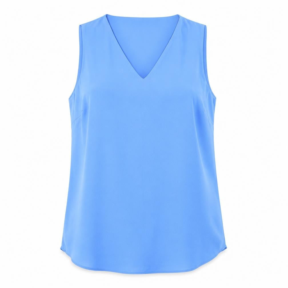 Dunnes Stores Womens Blue  Polyester Basic Blouse Size 14 V-Neck
