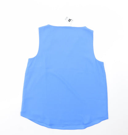 Dunnes Womens Blue  Polyester Basic Blouse Size 14 V-Neck