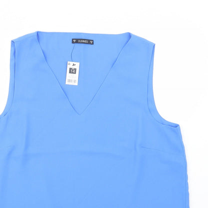 Dunnes Womens Blue  Polyester Basic Blouse Size 14 V-Neck
