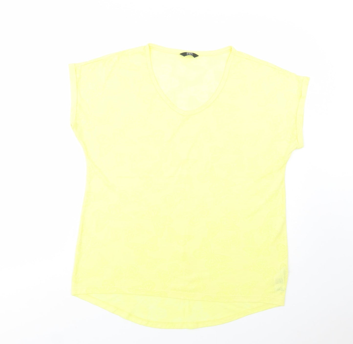 F&F Womens Yellow Geometric Polyester Basic Polo Size 16 V-Neck - Butterfly Pattern