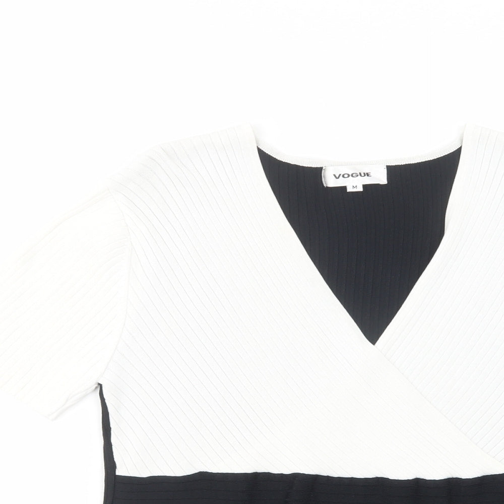 Vogue Womens Black V-Neck  Viscose Pullover Jumper Size M