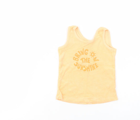 Primark Baby Orange  Cotton Basic Tank Size 9-12 Months Crew Neck Pullover - Sunshine