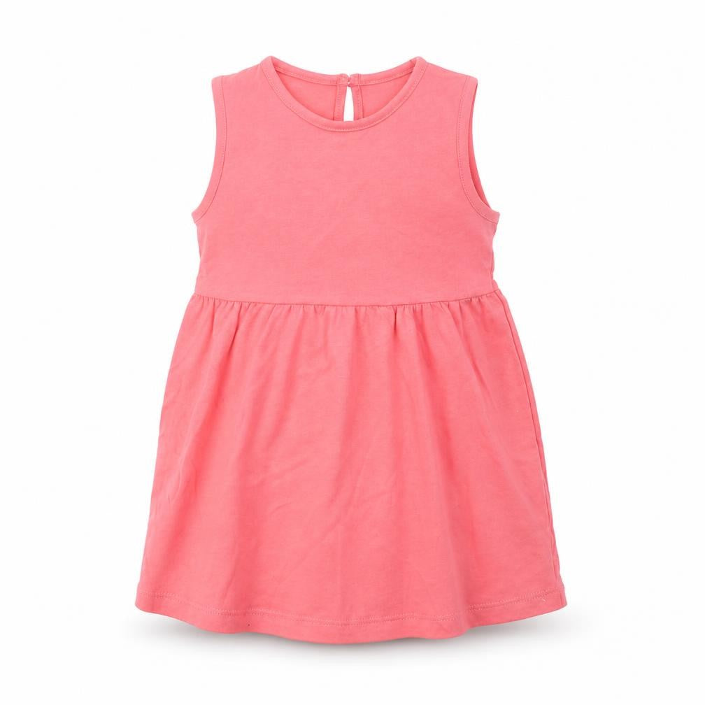 F&F Baby Pink  Cotton Tank Dress  Size 9-12 Months  Crew Neck Button