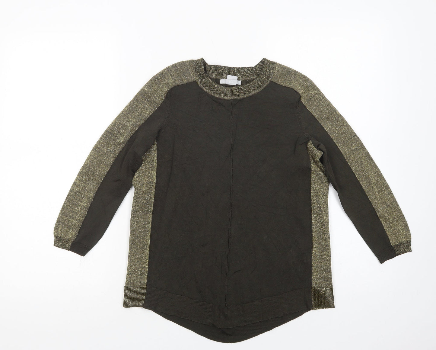 H&M Womens Green  Viscose Basic Blouse Size S Crew Neck