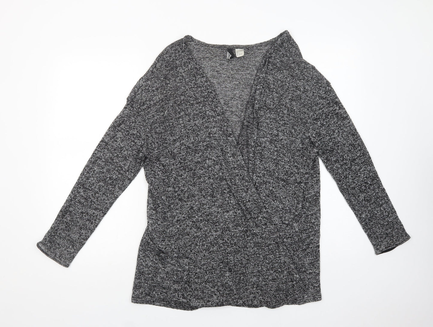 H&M Womens Grey V-Neck  Viscose Cardigan Jumper Size L