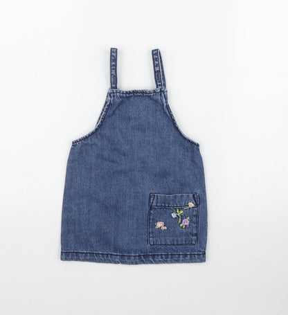 Preloved NEXT Girls Blue  Cotton A-Line  Size 18-24 Months  Square Neck Button - Front