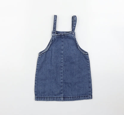 Preloved NEXT Girls Blue  Cotton A-Line  Size 18-24 Months  Square Neck Button - Back