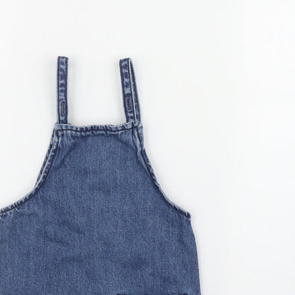 Preloved NEXT Girls Blue  Cotton A-Line  Size 18-24 Months  Square Neck Button - Detail