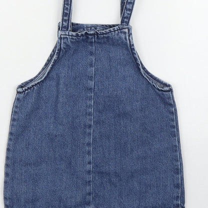 Preloved NEXT Girls Blue  Cotton A-Line  Size 18-24 Months  Square Neck Button - Label