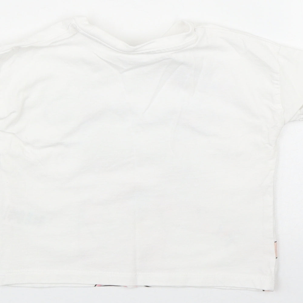 Matalan Girls White  Cotton Basic T-Shirt Size 9-12 Months Round Neck  - 'Hello Summer'