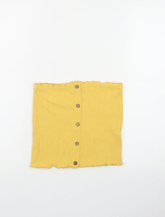 New Look Womens Yellow  Polyester Basic T-Shirt Size 12 Off the Shoulder
