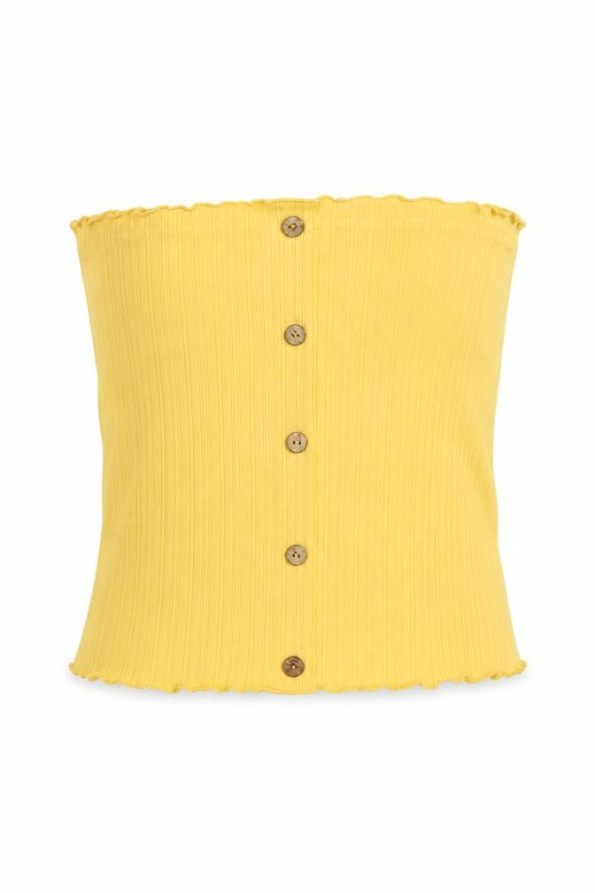 New Look Womens Yellow  Polyester Basic T-Shirt Size 12 Off the Shoulder