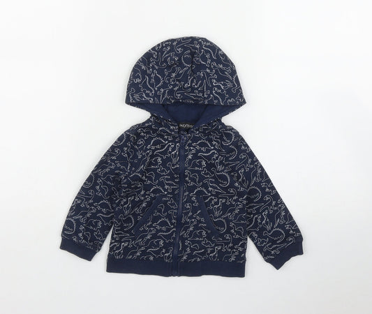 INEXTENSO Boys Blue Geometric Cotton Full Zip Hoodie Size 2 Years  Zip