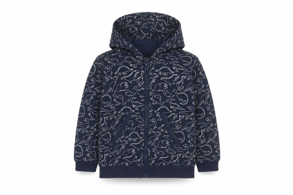 INEXTENSO Boys Blue Geometric Cotton Full Zip Hoodie Size 2 Years  Zip