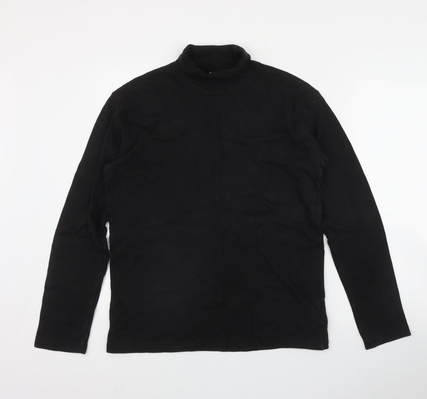 DECATHLON Mens Black  Cotton  T-Shirt Size M Roll Neck