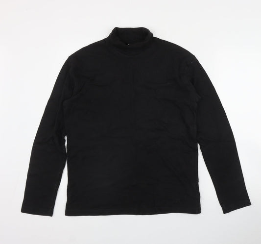 DECATHLON Mens Black  Cotton  T-Shirt Size M Roll Neck