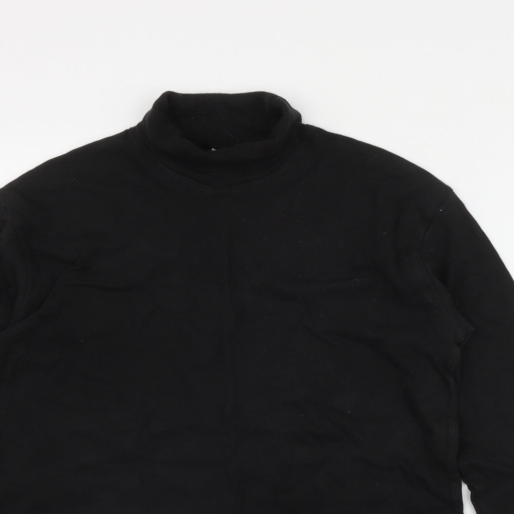 DECATHLON Mens Black  Cotton  T-Shirt Size M Roll Neck