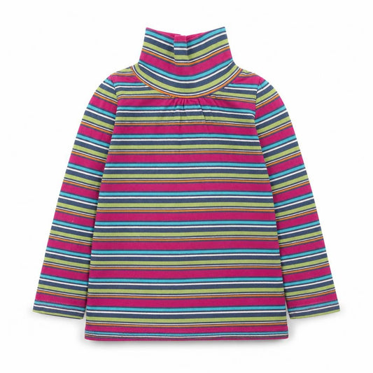 Indigo Girls Multicoloured Striped Cotton Pullover T-Shirt Size 2-3 Years Roll Neck