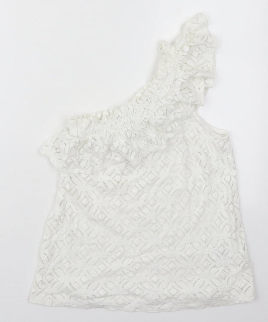 H&M Womens White  Cotton Basic Tank Size XS One Shoulder